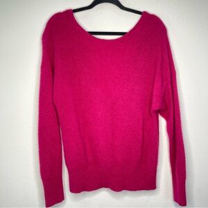 White + Warren sweater womens size Large oversized ribbed pink cashmere two way